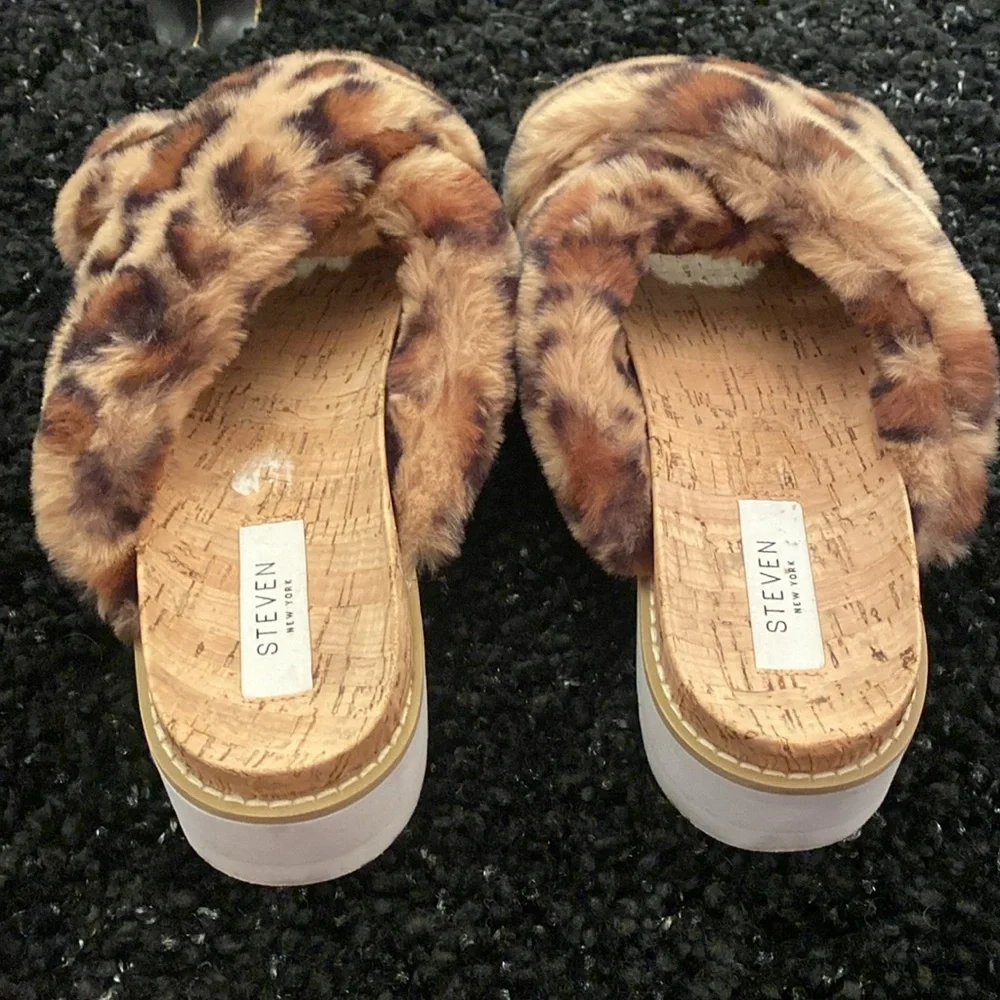 Slip-On Platform Leopard Print Sandals Slippers Size 8.5 - Picture 3 of 4